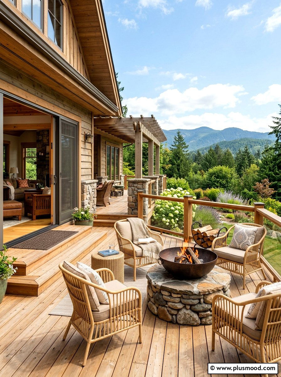 Wood Deck Fire Bowl Setup - 25 small backyard ideas with fire bowl
