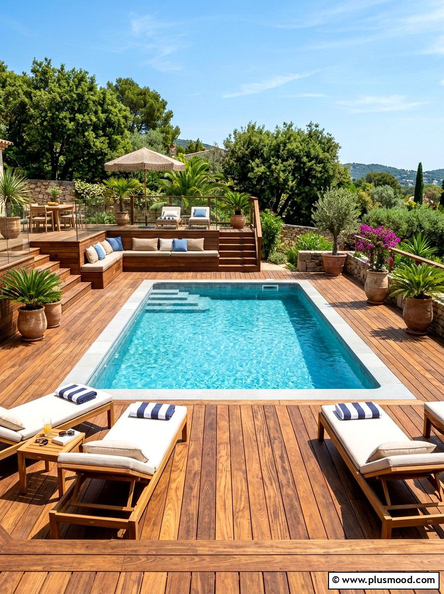 Wood Deck Pool - 25 summer pool landscaping ideas