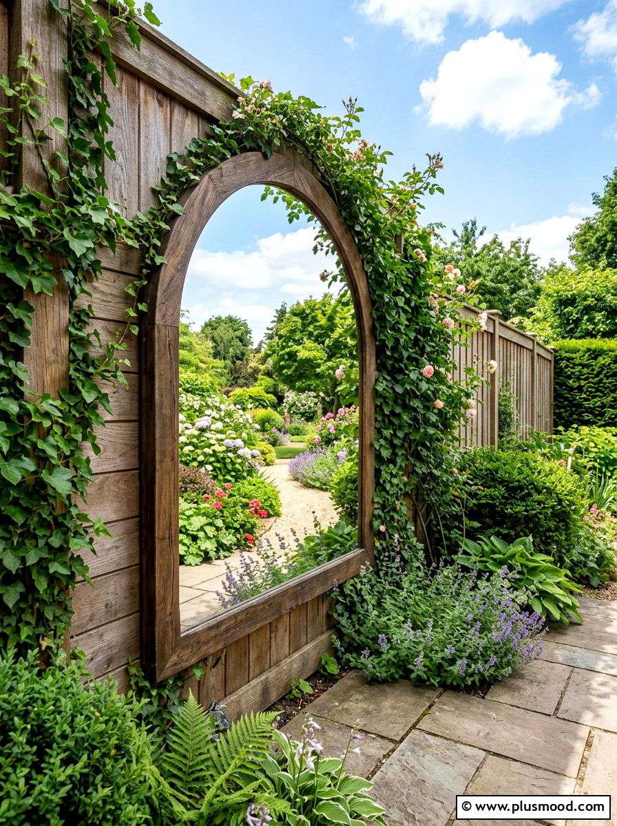 Wood Fence Mirror - 25 small backyard ideas with wood fence