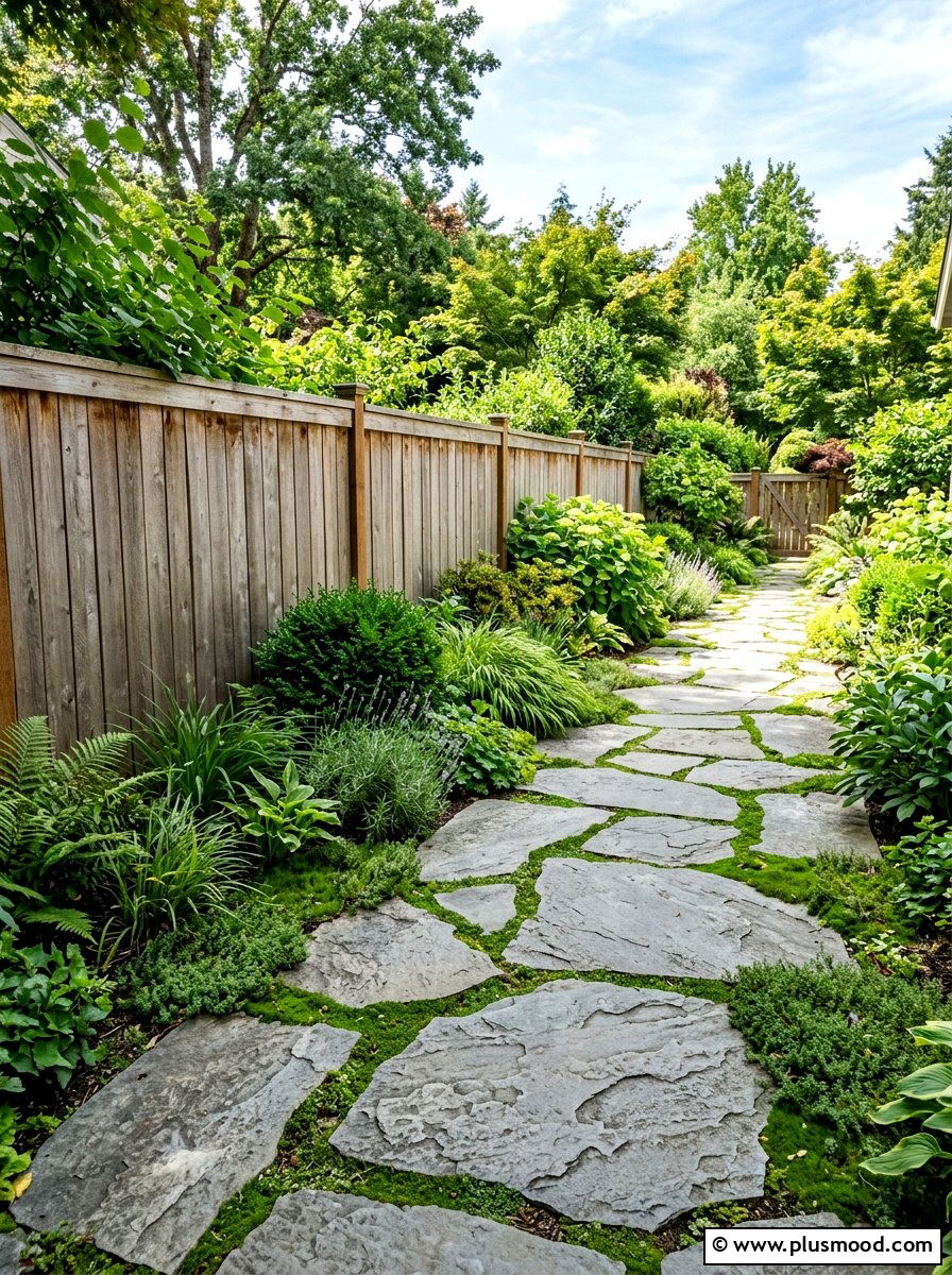 Wood Fence Stone Path - 25 small backyard ideas with wood fence