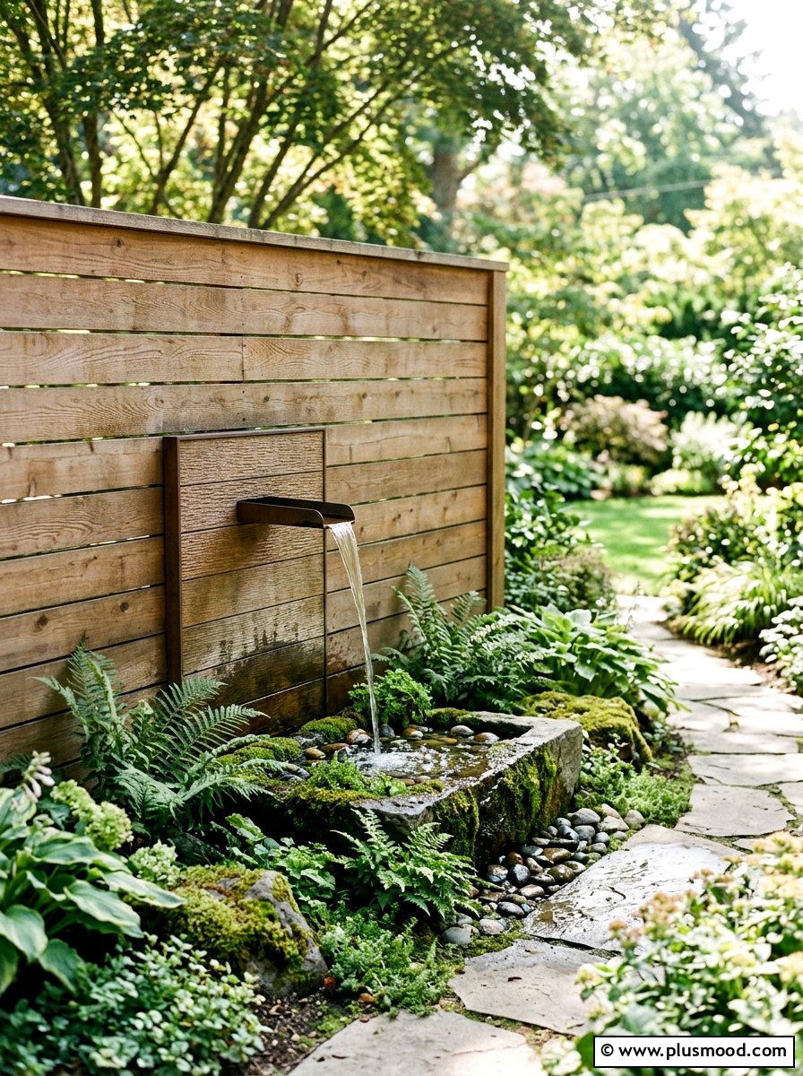 Wood Fence Water Feature - 25 small backyard ideas with wood fence
