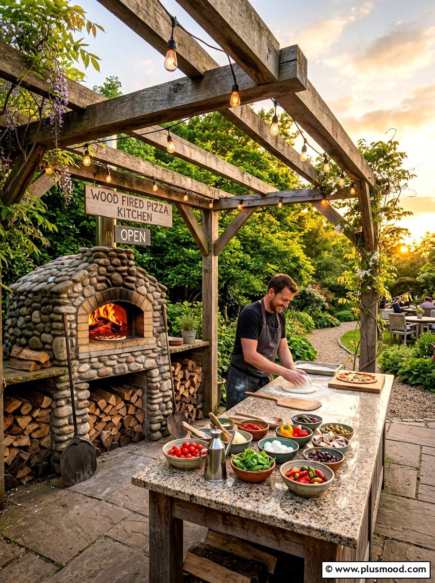 Wood Fired Pizza Kitchen - 25 summer outdoor kitchen entertaining ideas