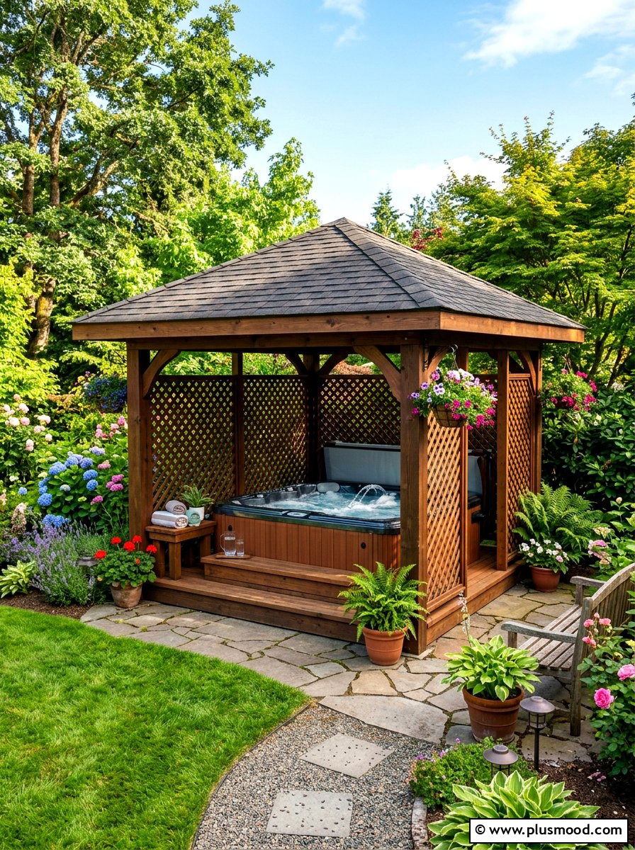 Wood Gazebo Hot Tub - 25 summer backyard spa ideas