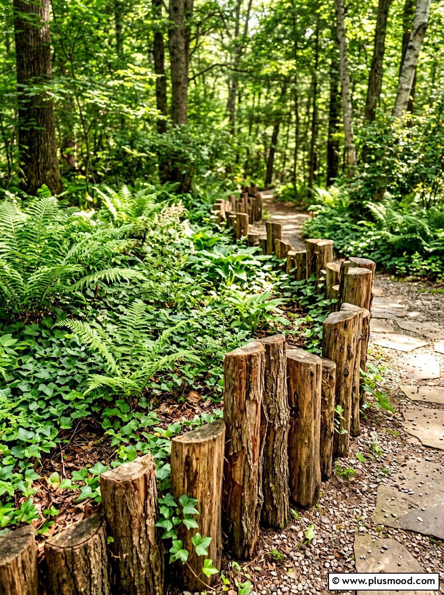 Wood Log Border - 25 summer garden edging ideas