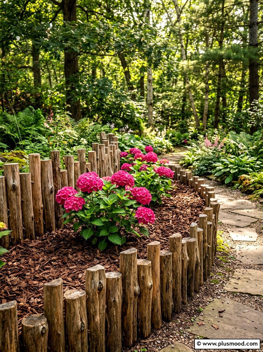 Wood Log Edging - 25 summer flower bed edging ideas
