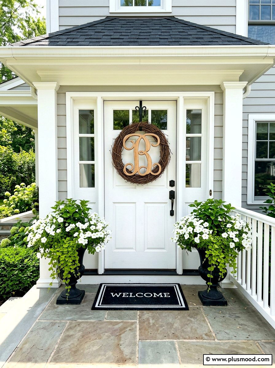 Wood Monogram Sign - 25 summer front door decor ideas