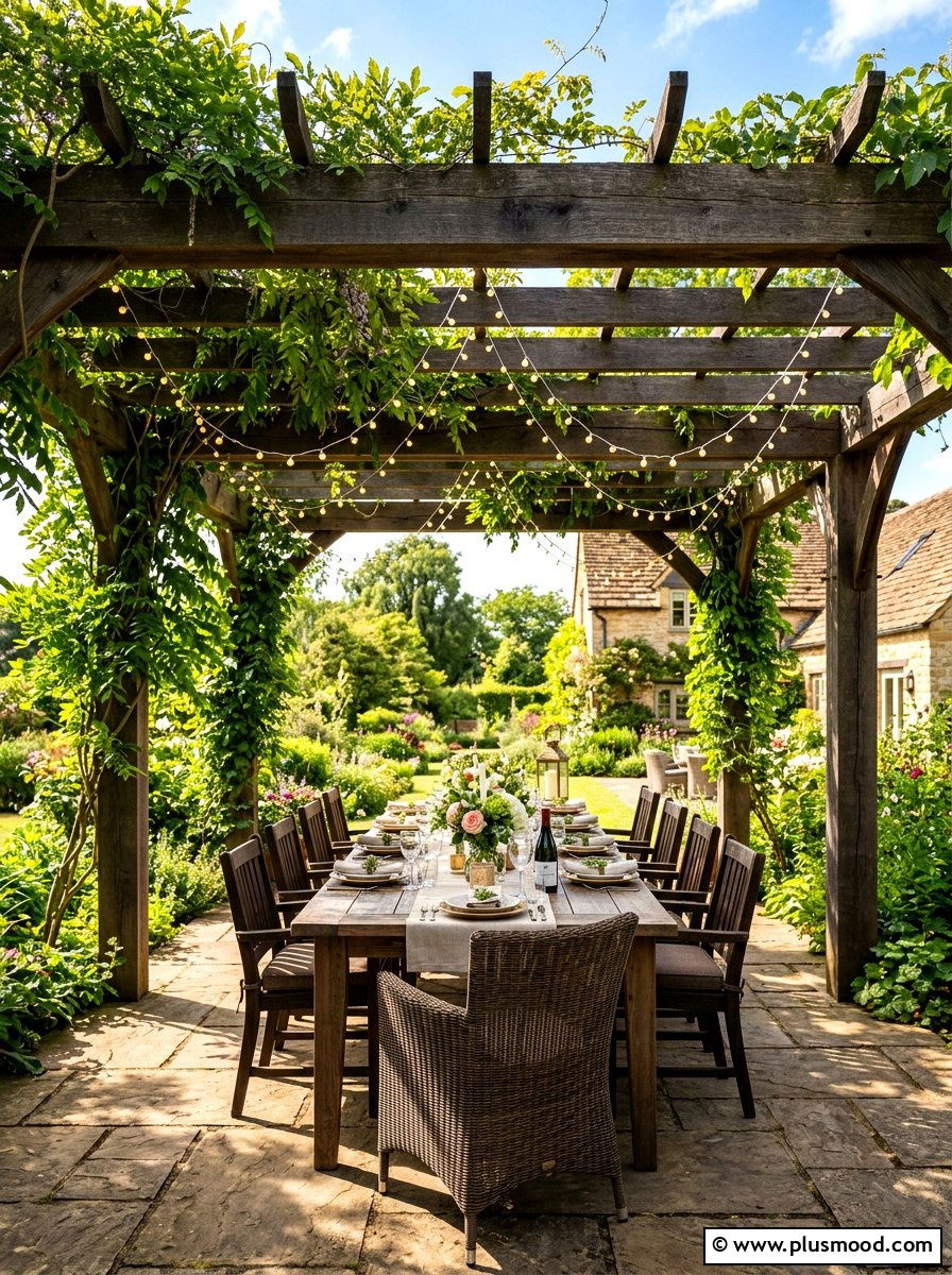 Wood Pergola Structure - 25 summer patio dining decor ideas