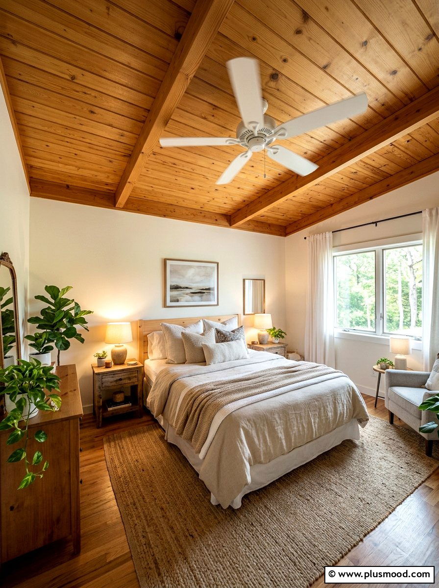 Wood Plank Ceiling Bedroom - 25 farmhouse summer bedroom ideas