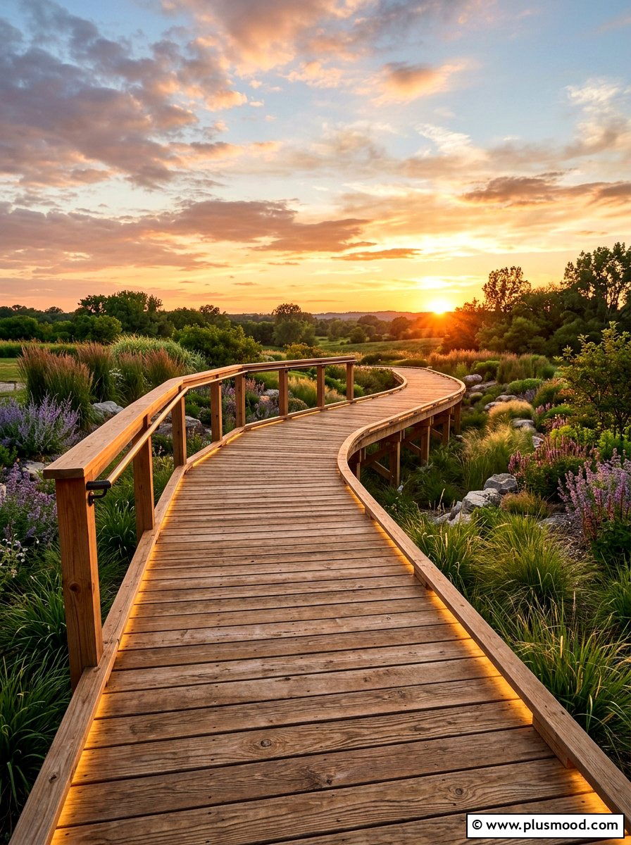 Wood Plank Walkway - 25 small backyard ideas with curved path