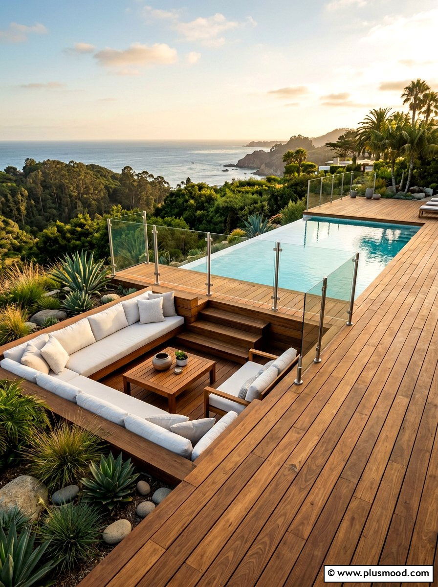 Wood Pool Deck - 25 pool landscaping ideas for zen style