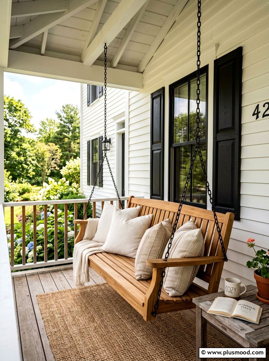 Wood Porch Swing - 25 summer front porch decor ideas for white house