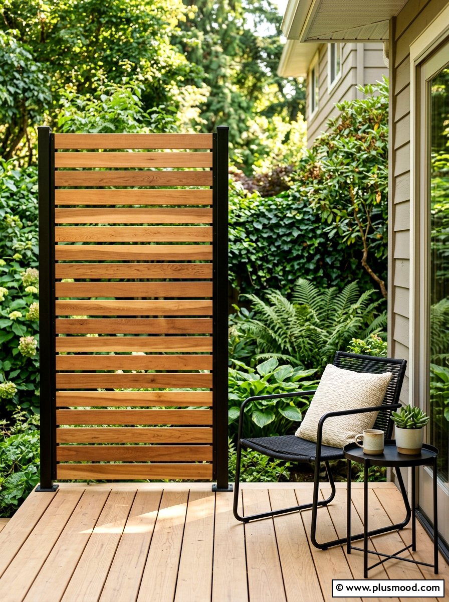 Wood Privacy Screen - 25 summer entryway curb appeal ideas