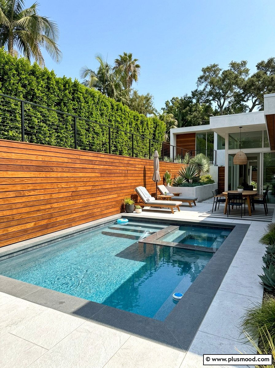 Wood Slat Pool Retaining Wall - 25 pool landscaping ideas with retaining wall