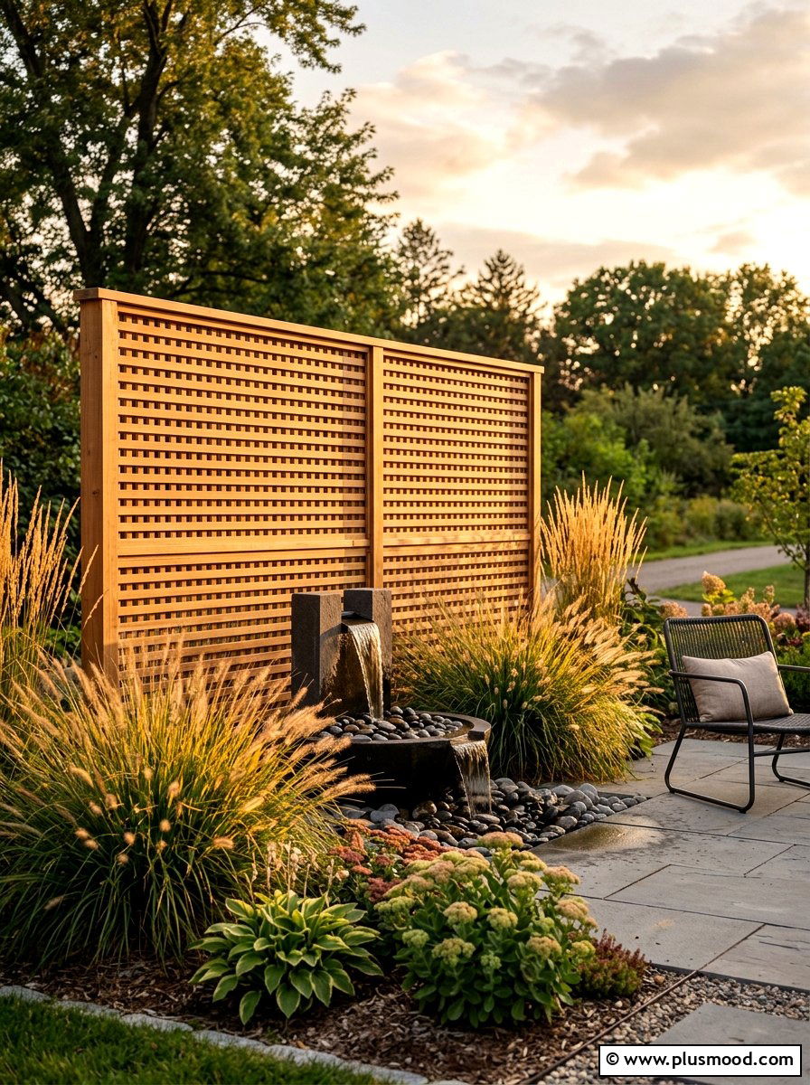 Wood Slat Privacy Screen - 25 small backyard ideas with lattice