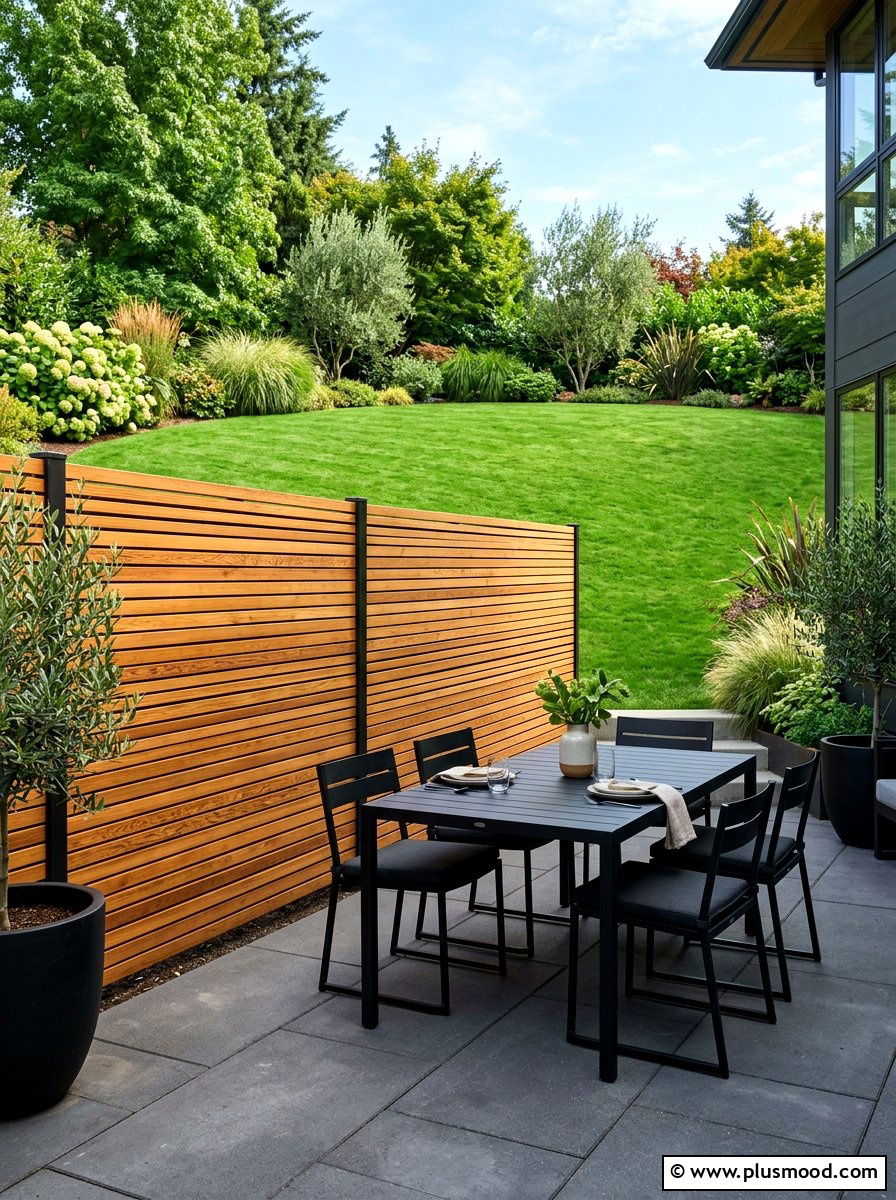 Wood Slat Privacy Wall - 25 summer patio privacy ideas