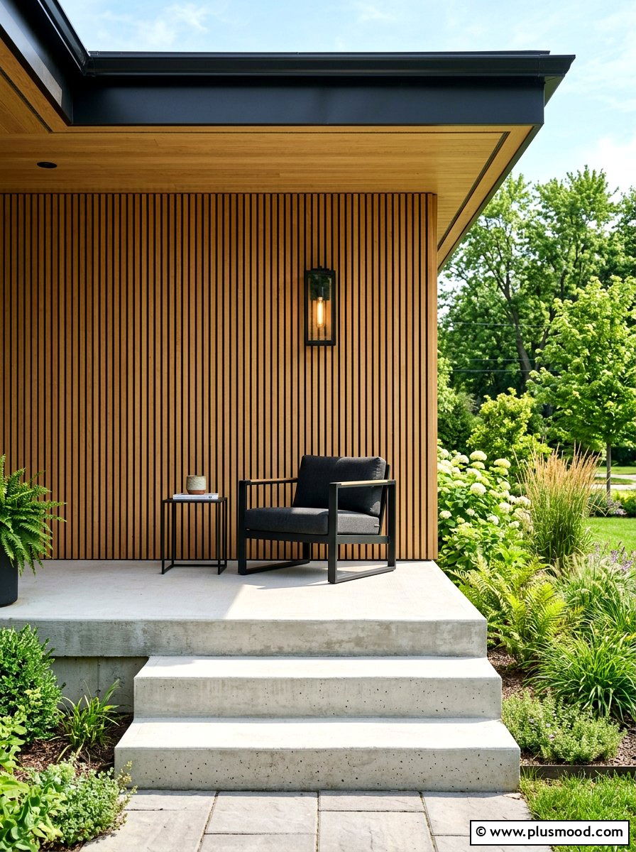 Wood Slat Wall - 25 summer minimalist front porch ideas