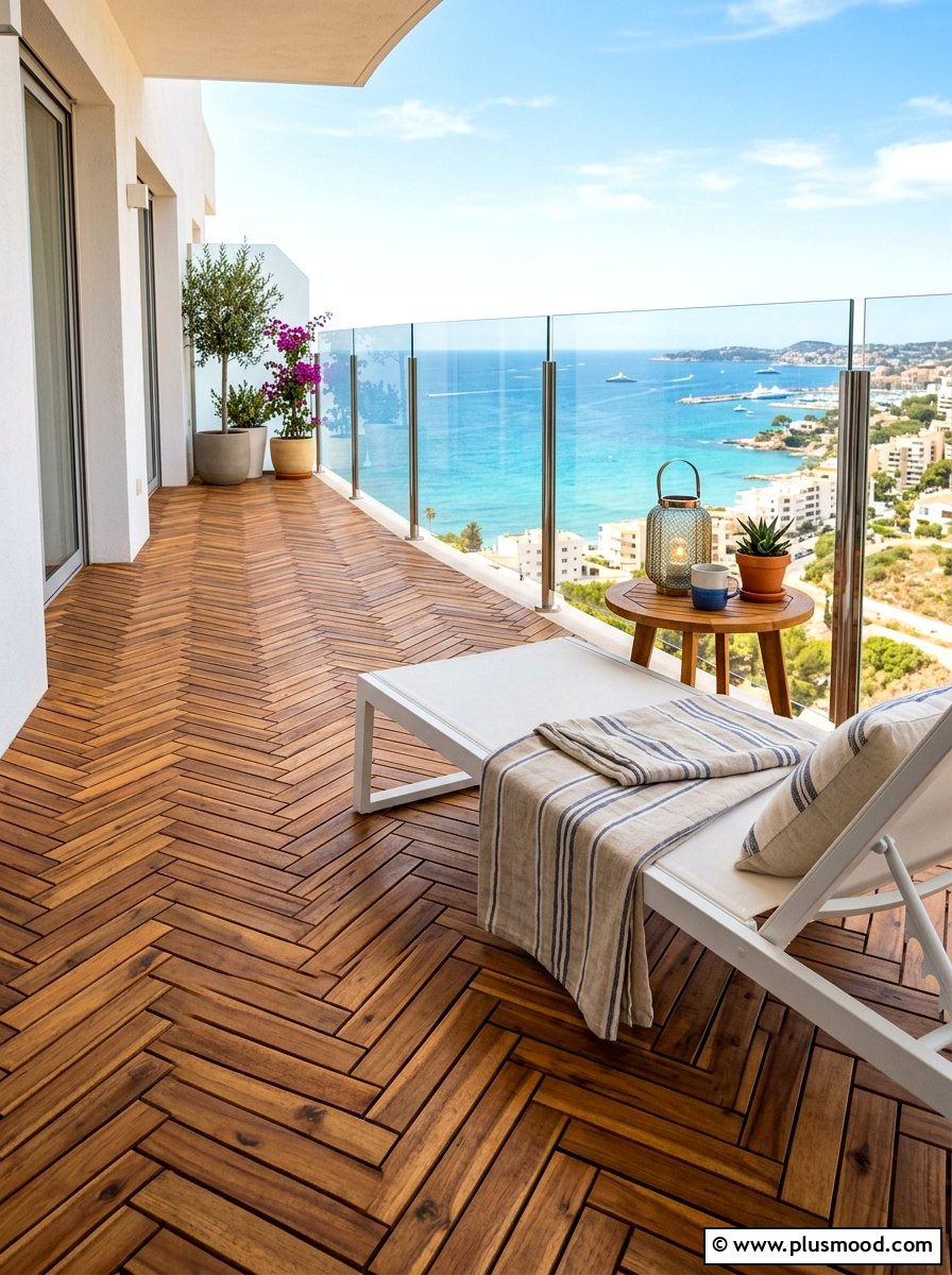 Wood Tile Balcony Floor - 25 summer modern balcony ideas