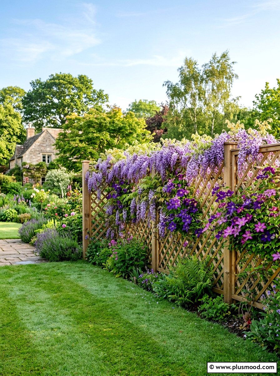 Wood Trellis Fence - 25 pool landscaping ideas with fence