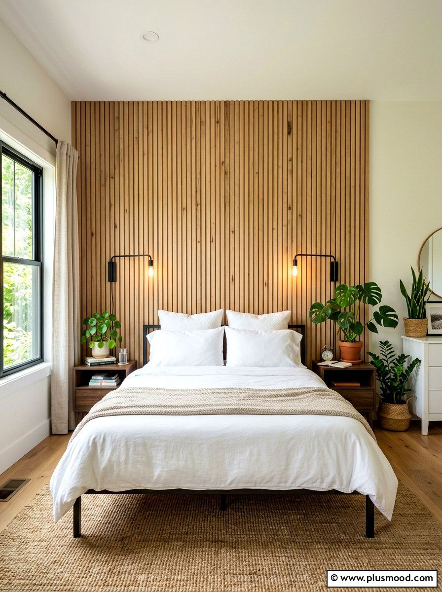 Wood accent wall bedroom - 25 boho summer bedroom ideas