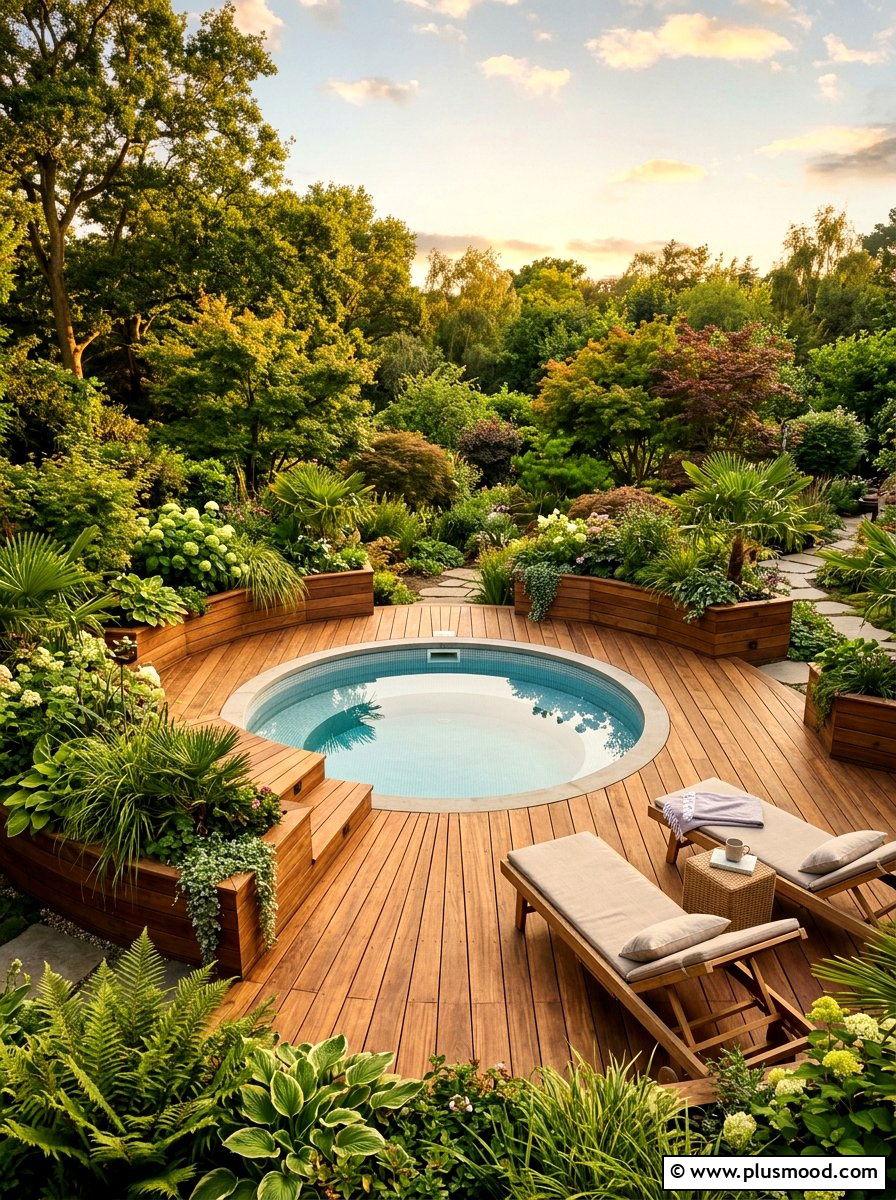 Wood deck small pool - 25 pool landscaping ideas for small backyards
