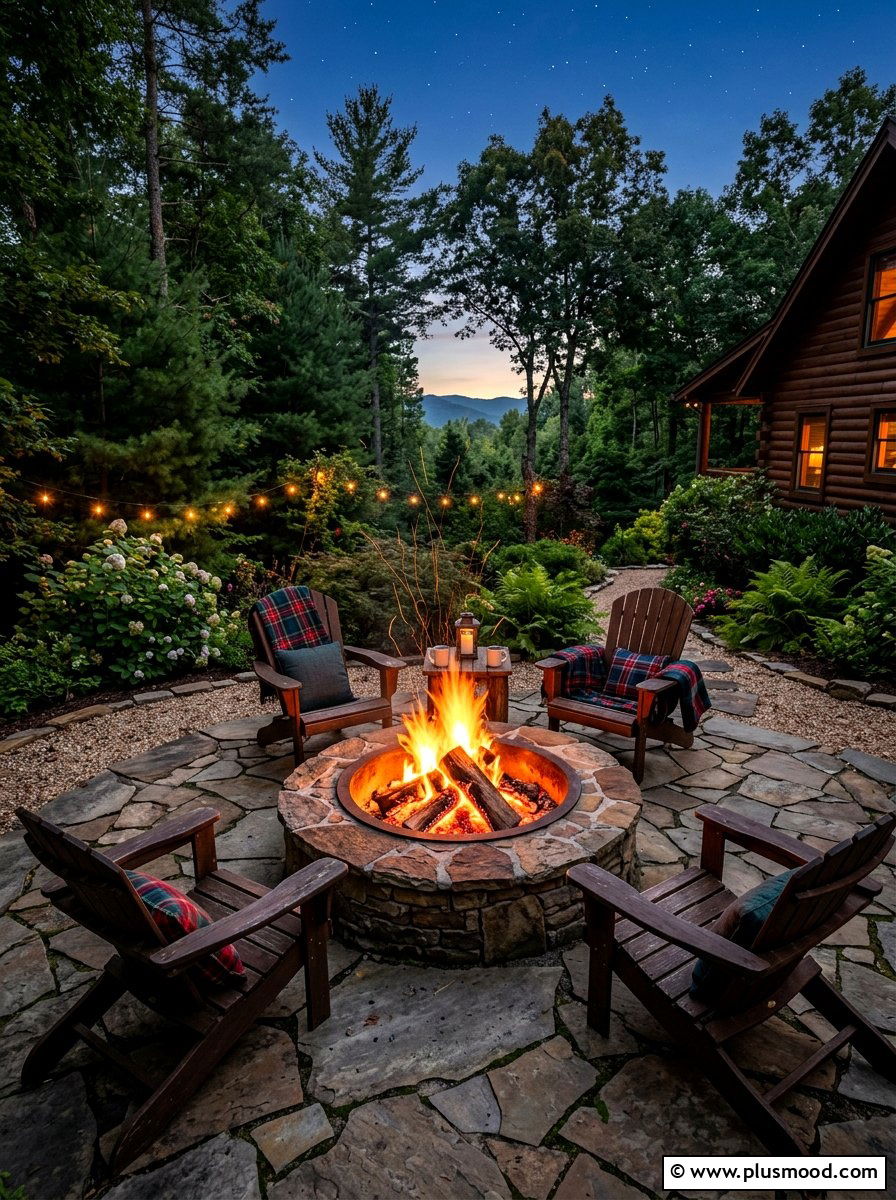 Wood fire pit area - 25 summer outdoor lighting ideas for parties