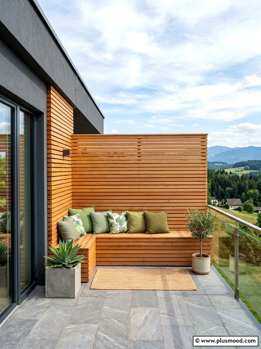 Wood slat wall - 25 summer balcony privacy ideas