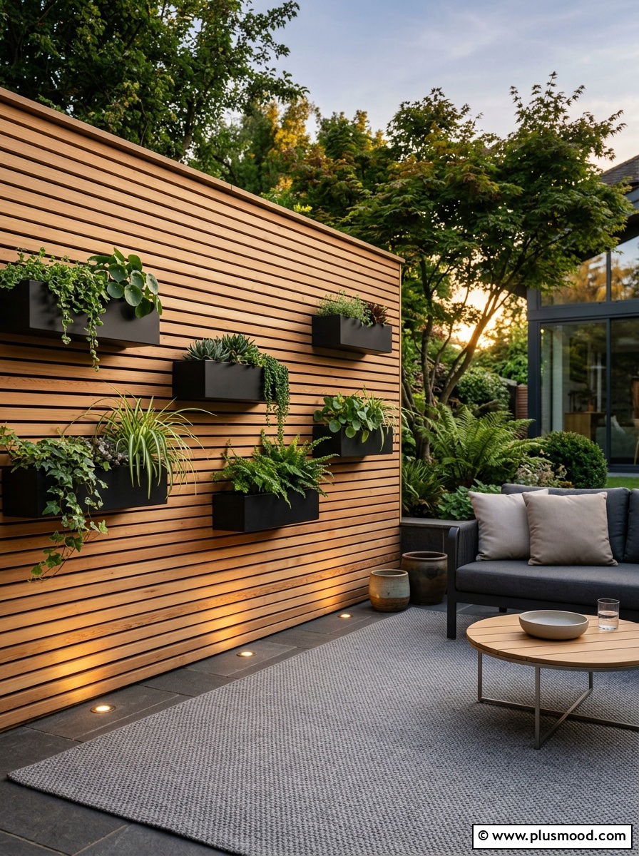 Wood slat wall decor - 25 outdoor garden decor ideas with wall art