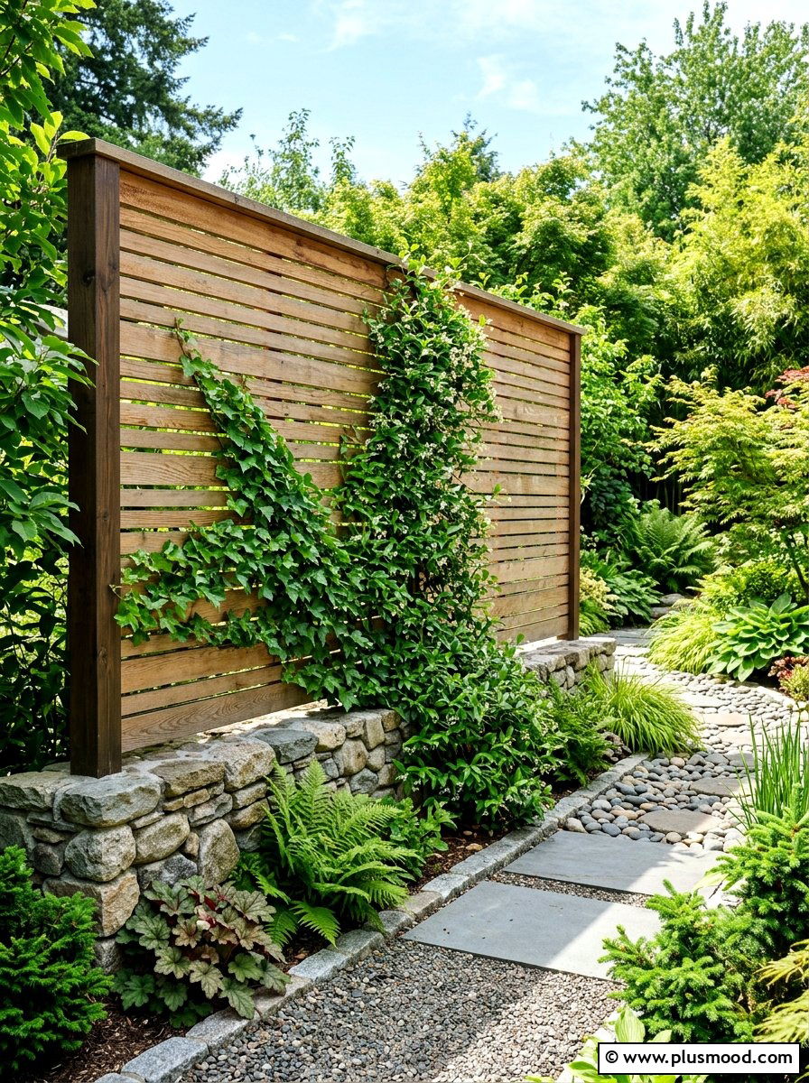 Wood slat wall - 25 outdoor garden decor ideas with zen elements