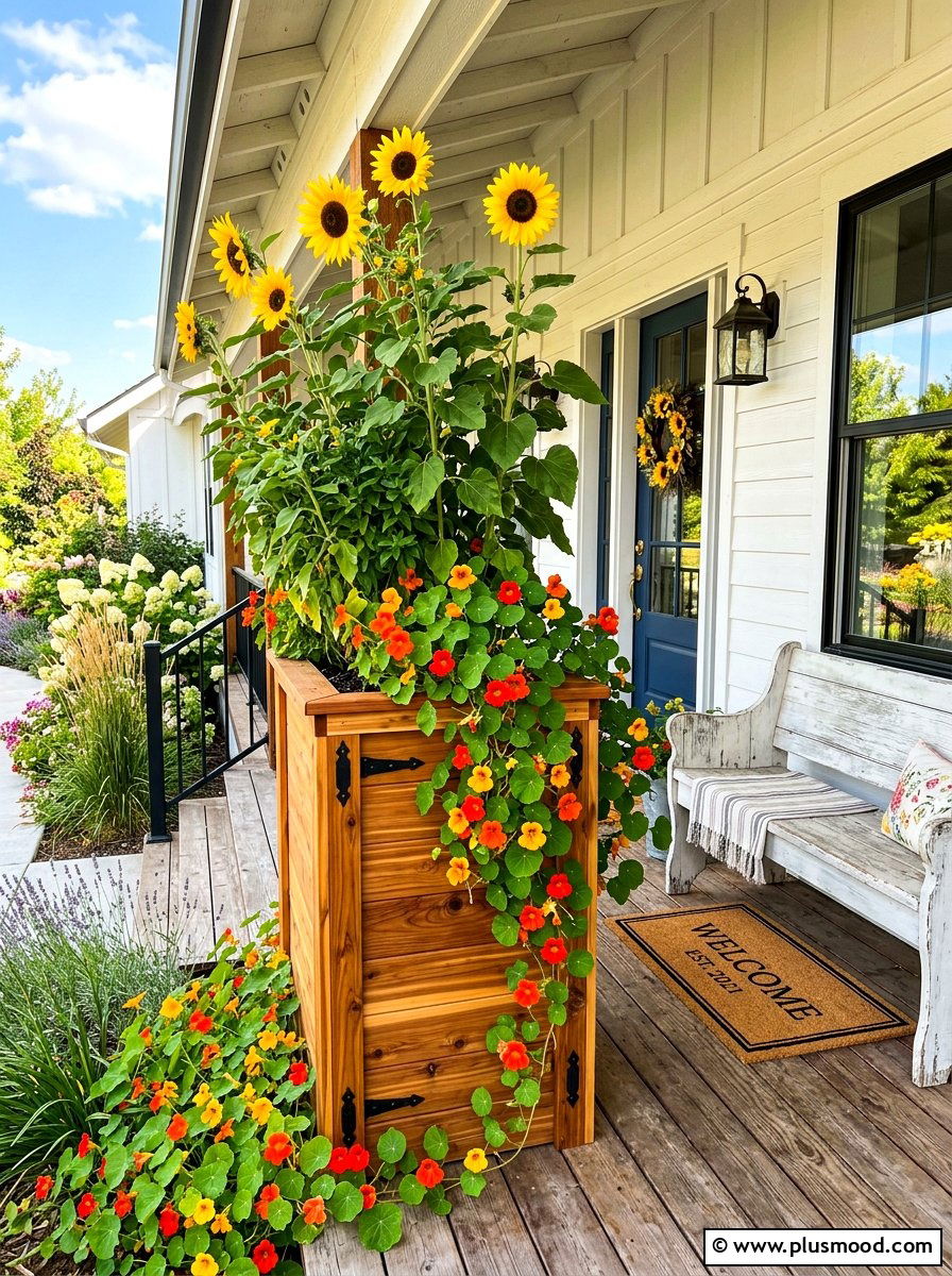 Wood tall planter box - 25 summer tall planter ideas