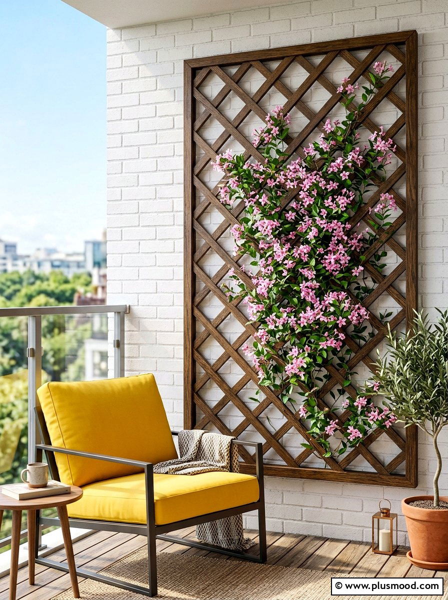 Wood trellis panel - 25 summer balcony privacy ideas