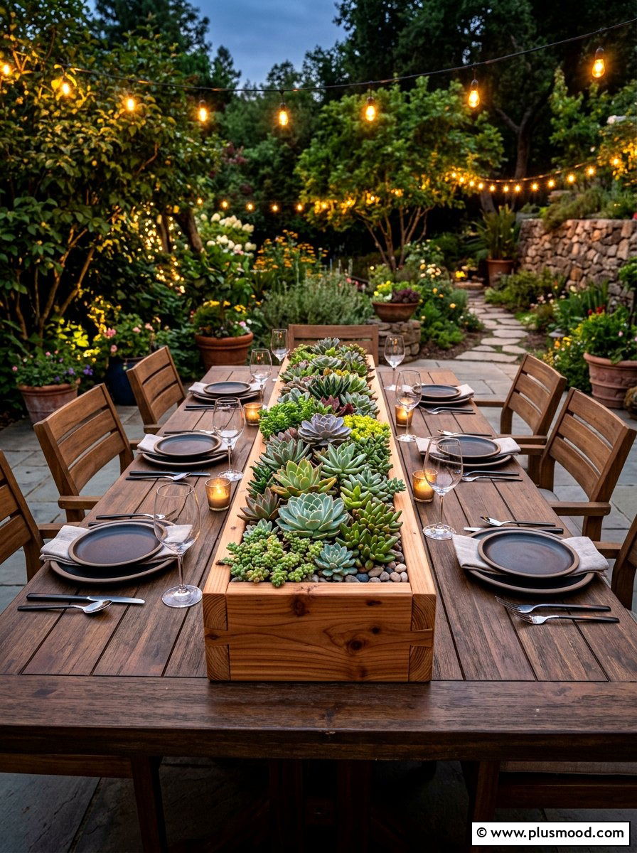 Wooden Box Planter - 25 summer succulent planter ideas