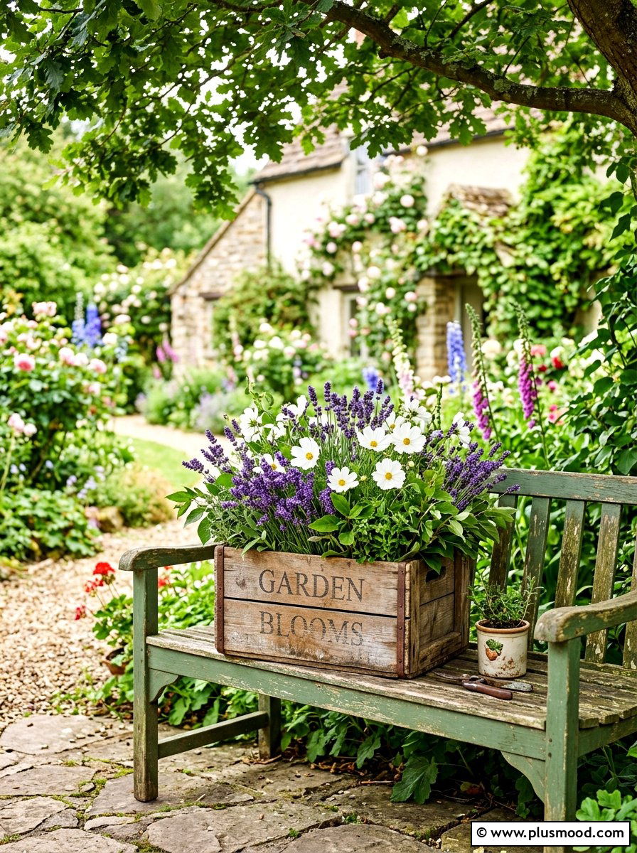 Wooden Crate Floral Display - 25 summer small planter ideas