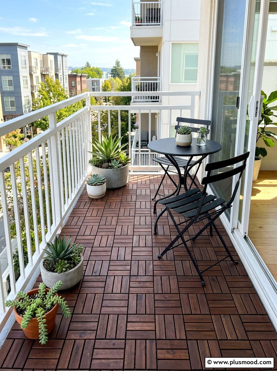 Wooden Deck Tile - 25 summer city balcony summer decor ideas