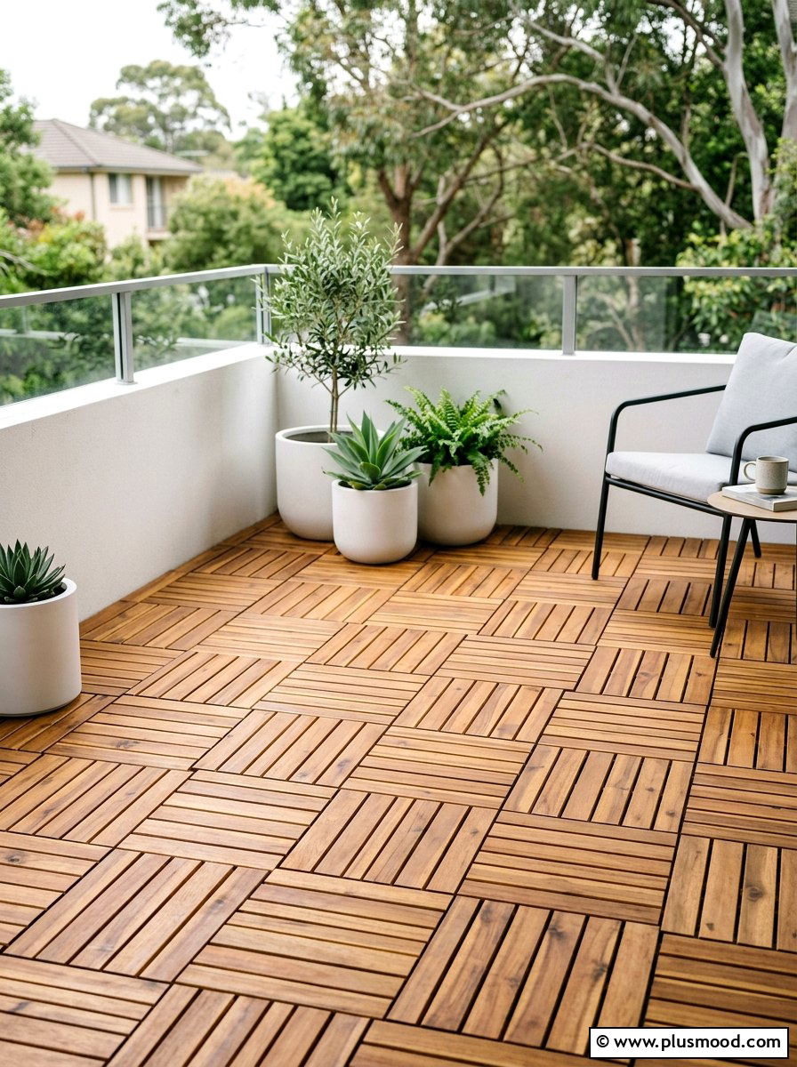 Wooden Deck Tiles - 25 small backyard ideas for secluded spaces