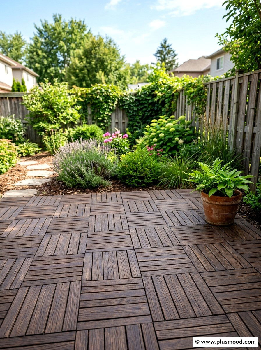 Wooden Decking Tiles - 25 small backyard ideas for apartments
