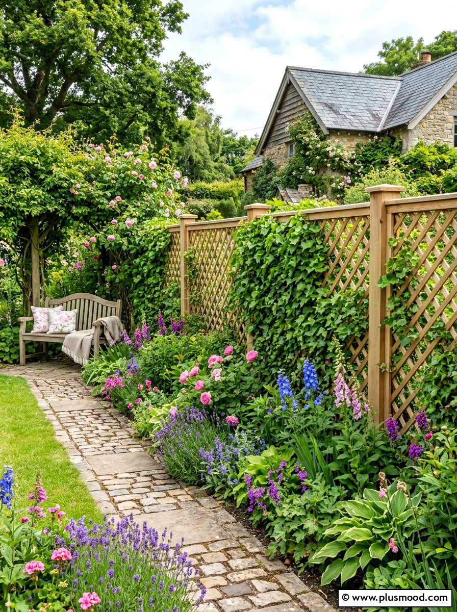 Wooden Lattice Fence - 25 summer privacy landscaping ideas