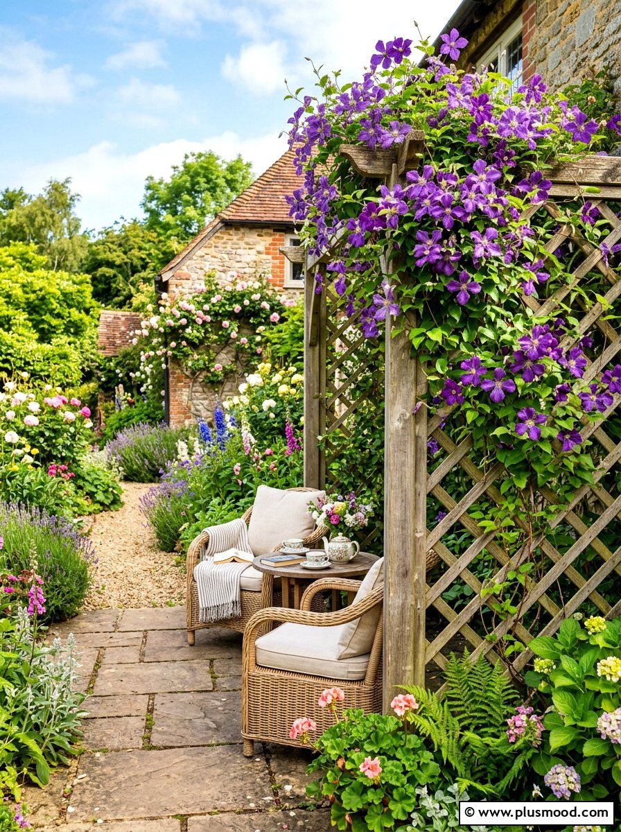 Wooden Lattice Trellis - 25 summer garden privacy screen ideas