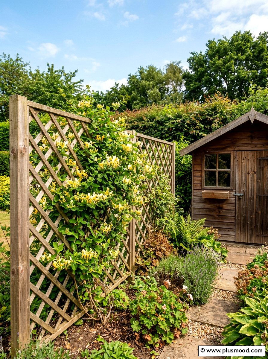 Wooden Lattice Trellis - 25 small backyard ideas with trellis