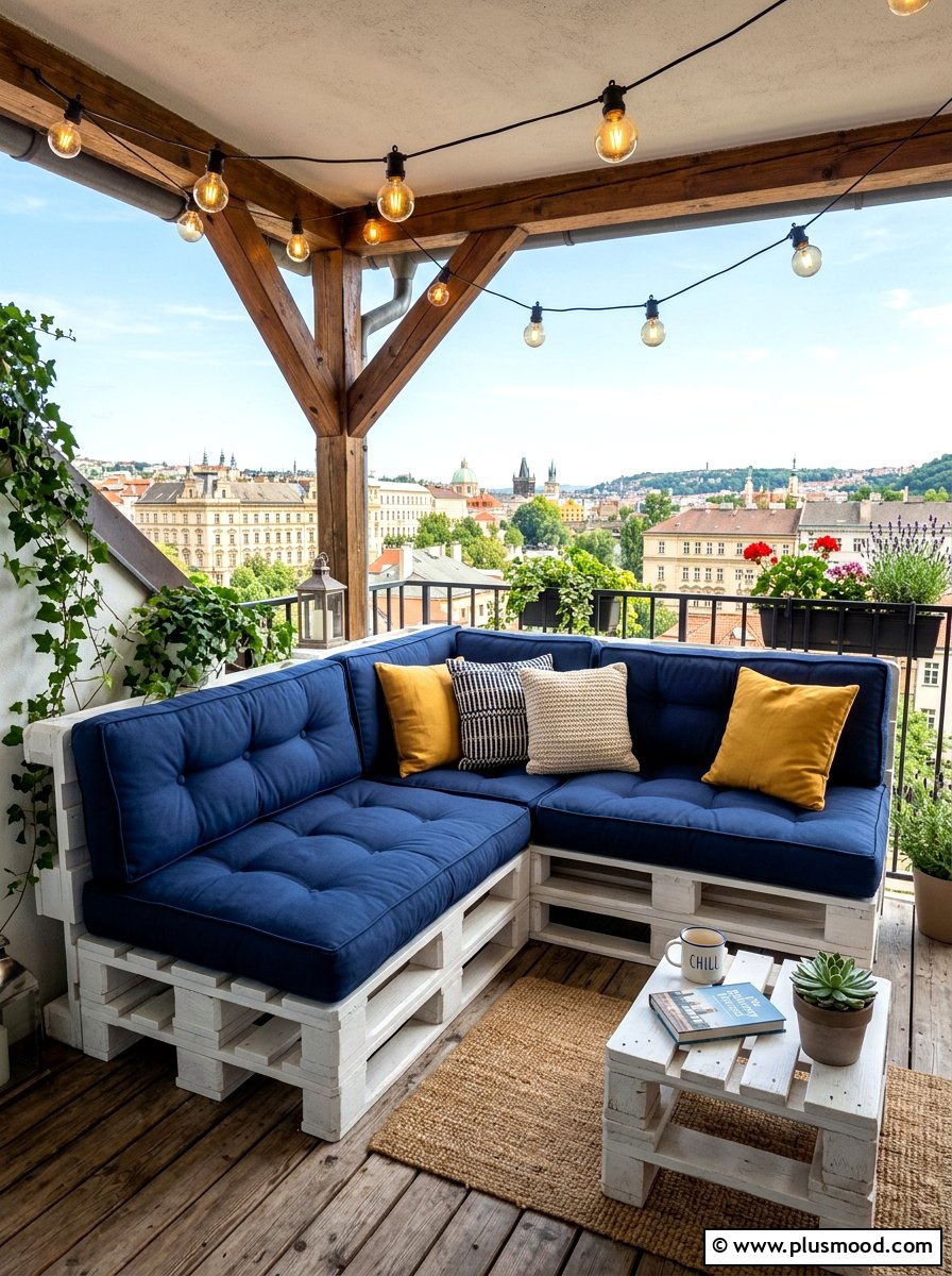 Wooden Pallet Balcony Sofa Design - 25 summer balcony lounge ideas