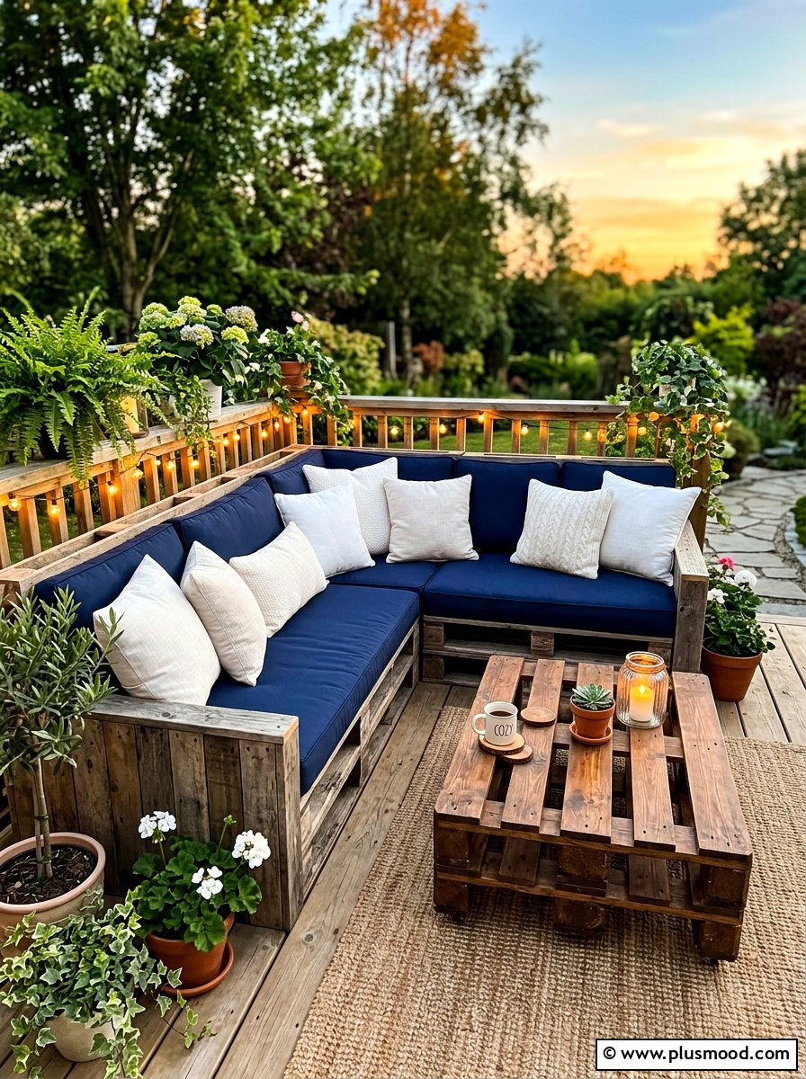 Wooden Pallet Sofa - 25 summer balcony seating ideas