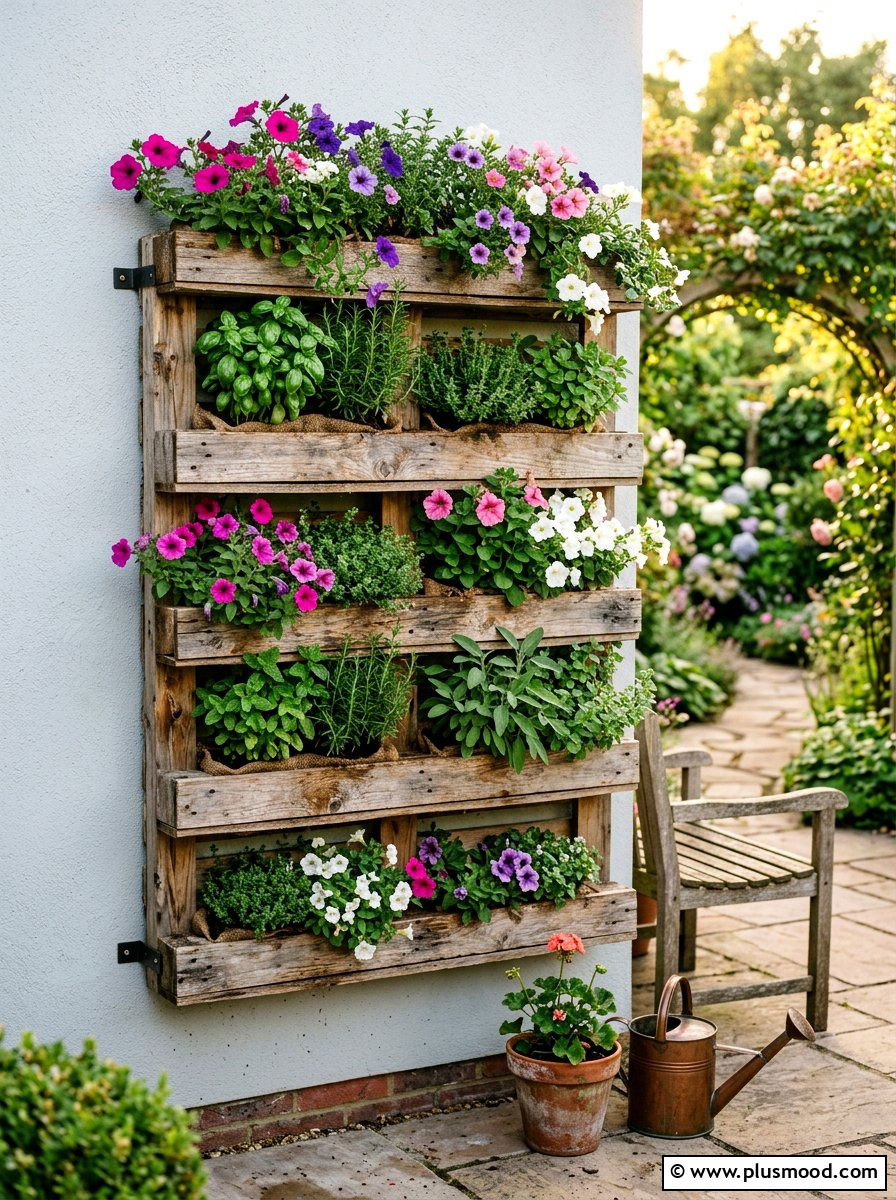 Wooden Pallet Vertical Garden - 25 small backyard ideas with vertical garden