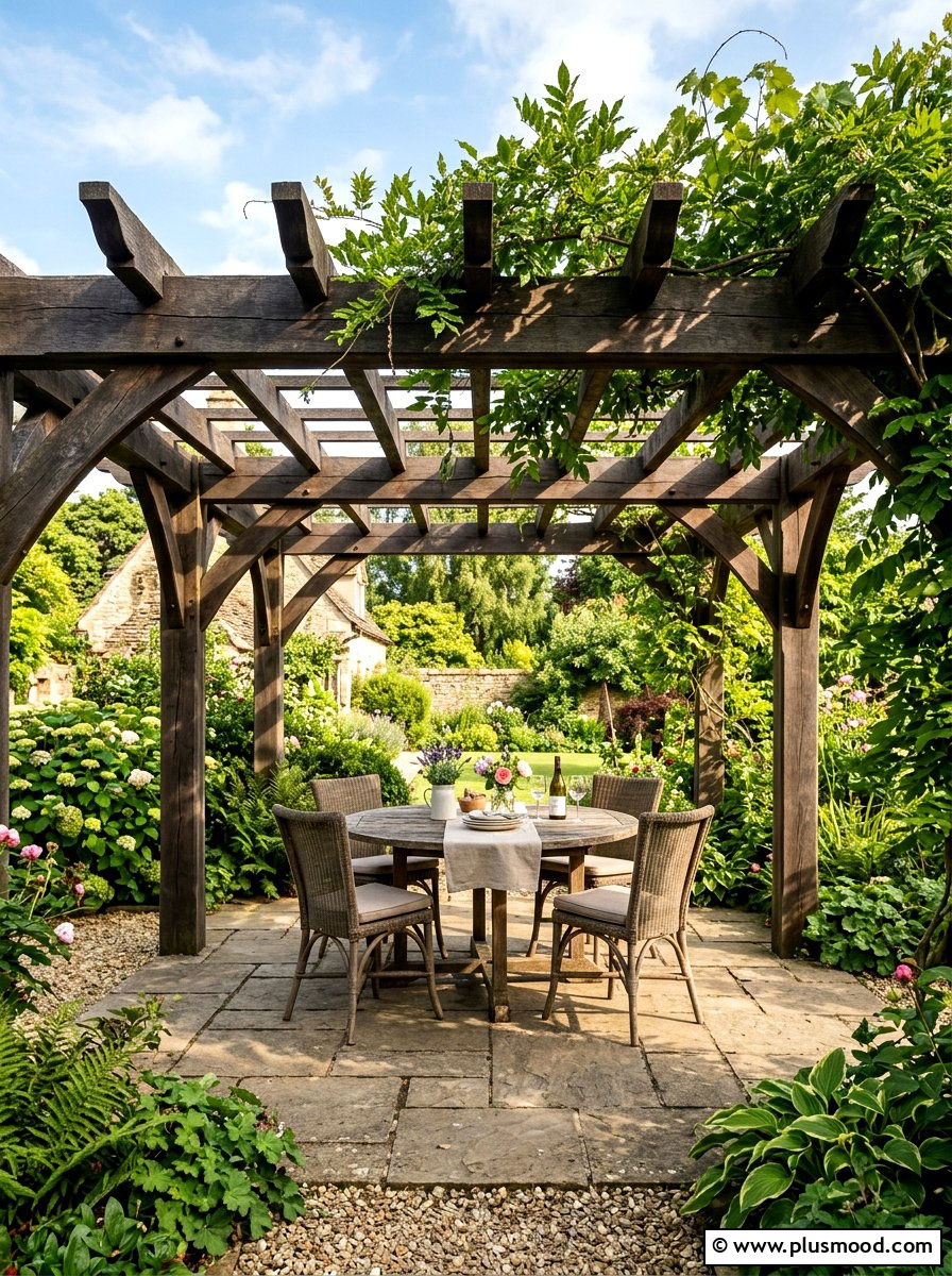 Wooden Pergola Structure - 25 small backyard ideas for relaxing