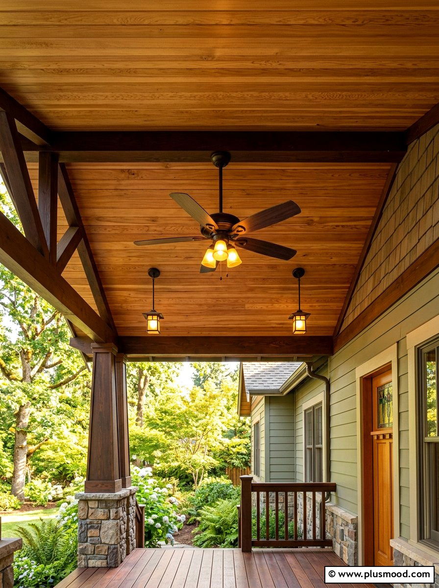 Wooden Porch Ceiling - 25 summer bungalow curb appeal ideas