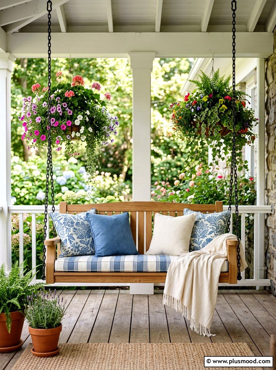Wooden Porch Swing - 25 late summer front porch ideas