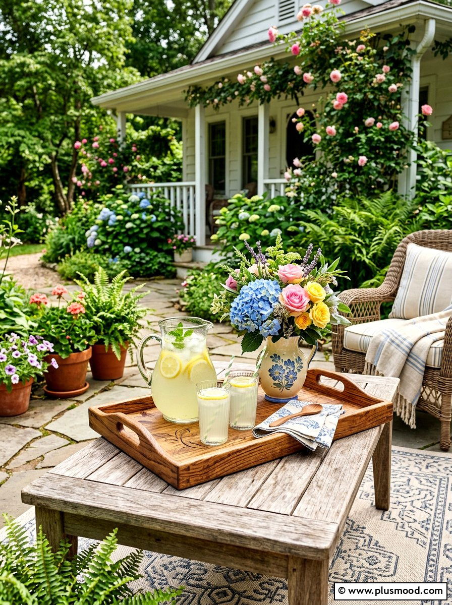 Wooden Serving Tray - 25 summer patio decor ideas for renters