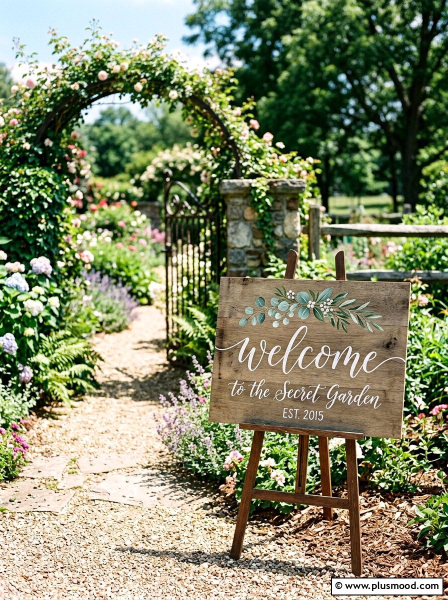 Wooden Signage - 25 small backyard ideas for weddings