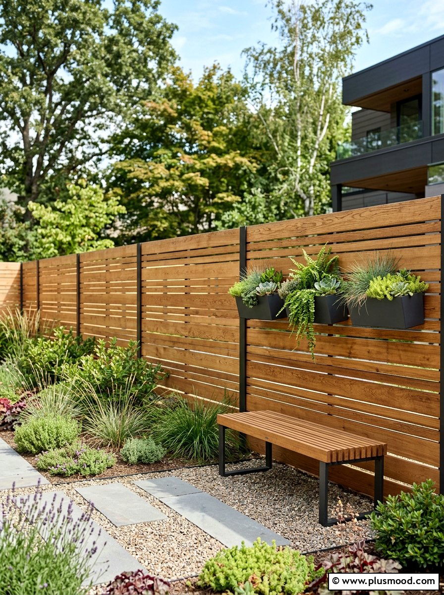 Wooden Slat Fence - 25 small backyard ideas for townhomes