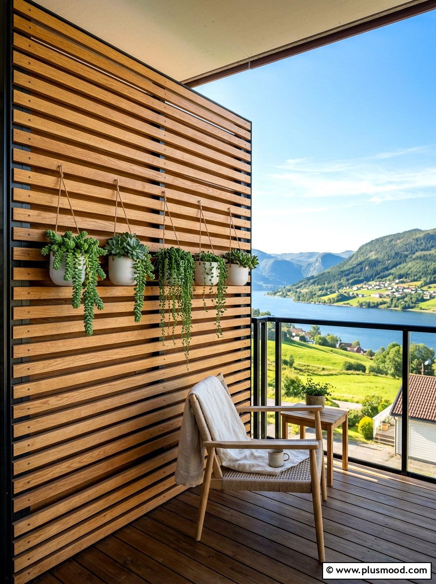 Wooden Slat Panel - 25 summer balcony wall decor ideas