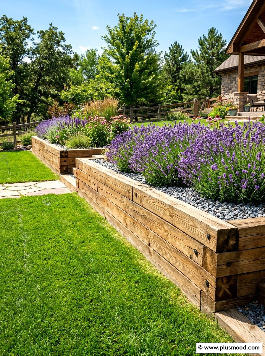 Wooden Timber Retaining Wall - 25 summer retaining wall landscaping ideas