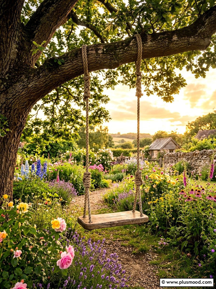 Wooden Tree Swing - 25 summer backyard decor ideas